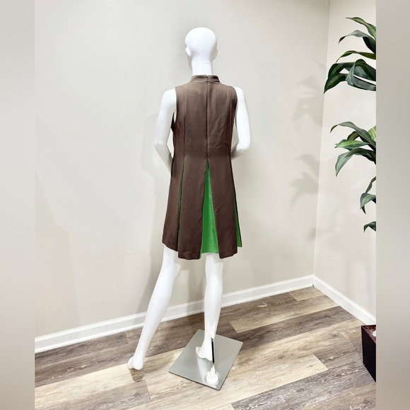 Tuckernuck Demitasse Griffiths Dress S Brown Green NWT A-Line Mini Mod Chic - Picture 3 of 8